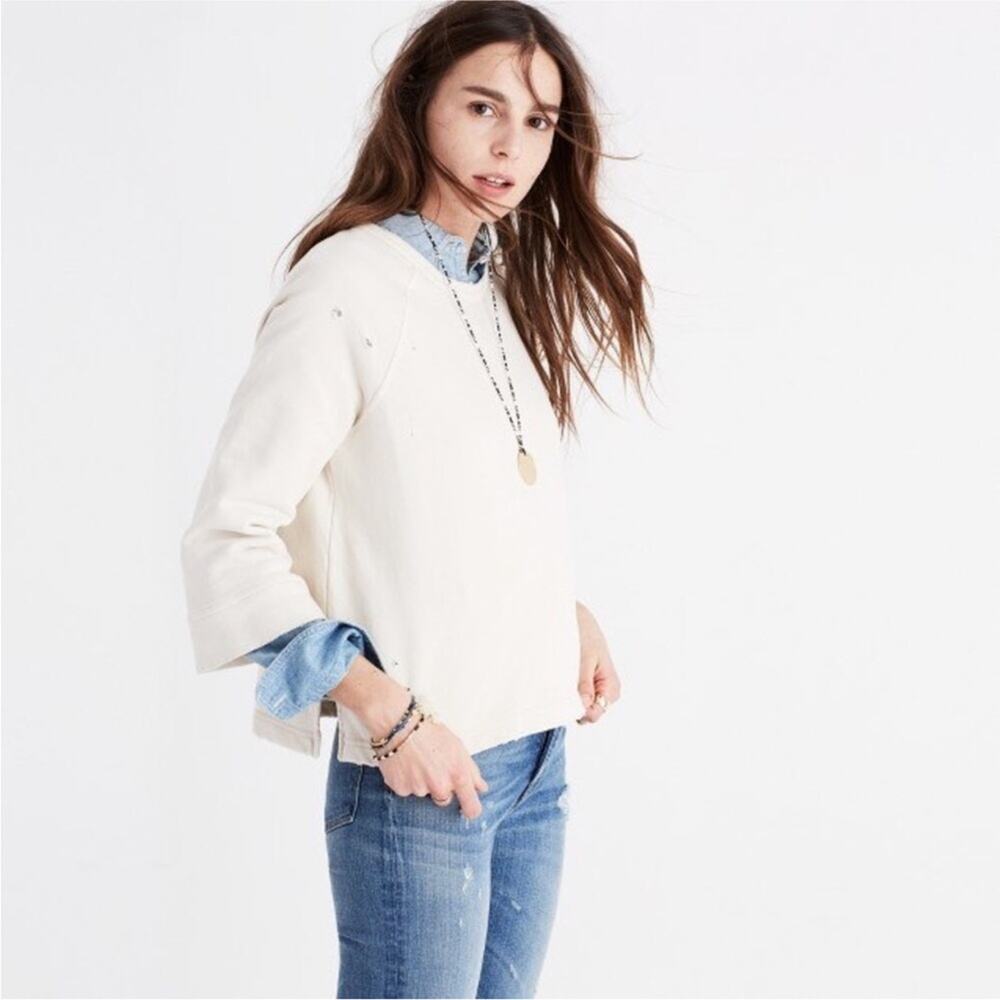 Madewell Rivet & Thread Distressed Bell Sleeve Sweatshirt